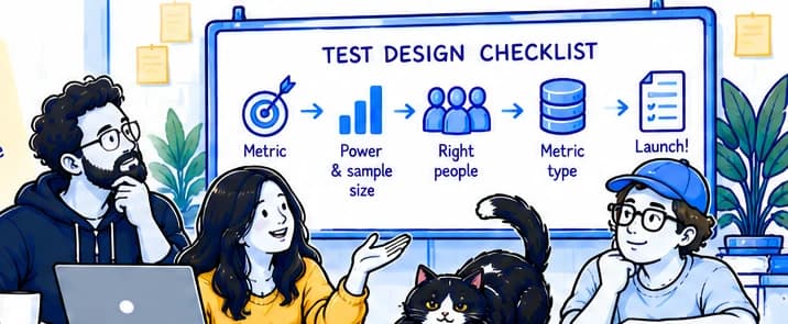 A team works through a test design checklist before building anything.
