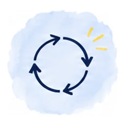 Hand-drawn icon: a circular arrow.